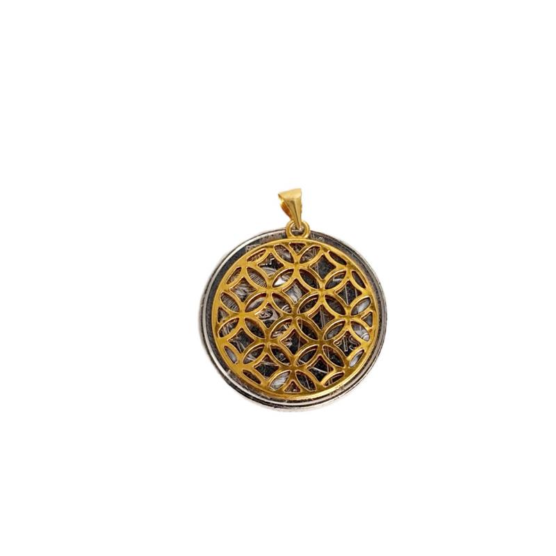 18k Saudi Gold Set Money Catcher Pendant + Foxtail Chain Makapal 20”