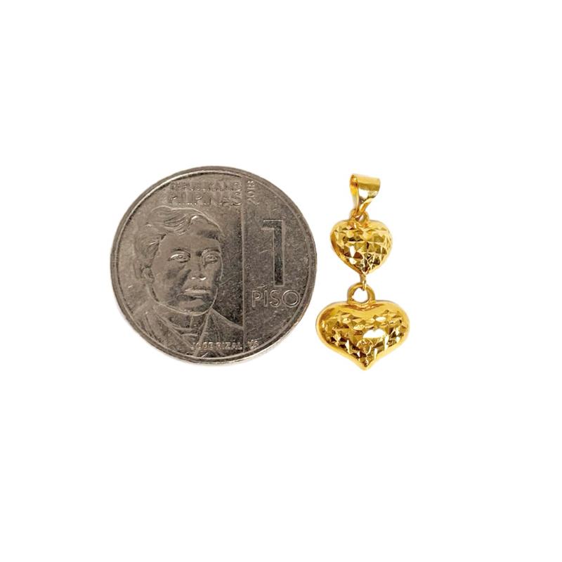 18k Saudi Gold Double Love Pendant -SKU-OOOHFKCA
