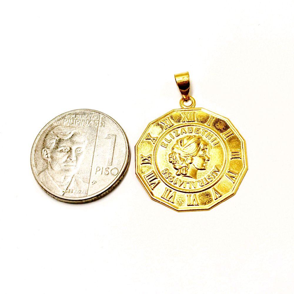 18k Saudi Gold Clock Elizabeth Pendant - SKU-EKXVSB50