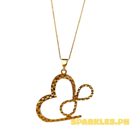18k Saudi Gold Set Love Infinity + Foxtail Chain 18"