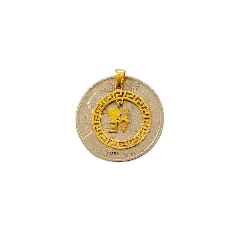 18k Saudi Gold Set Fenfen L.o.v.e + Diacut Circle Chain 18”