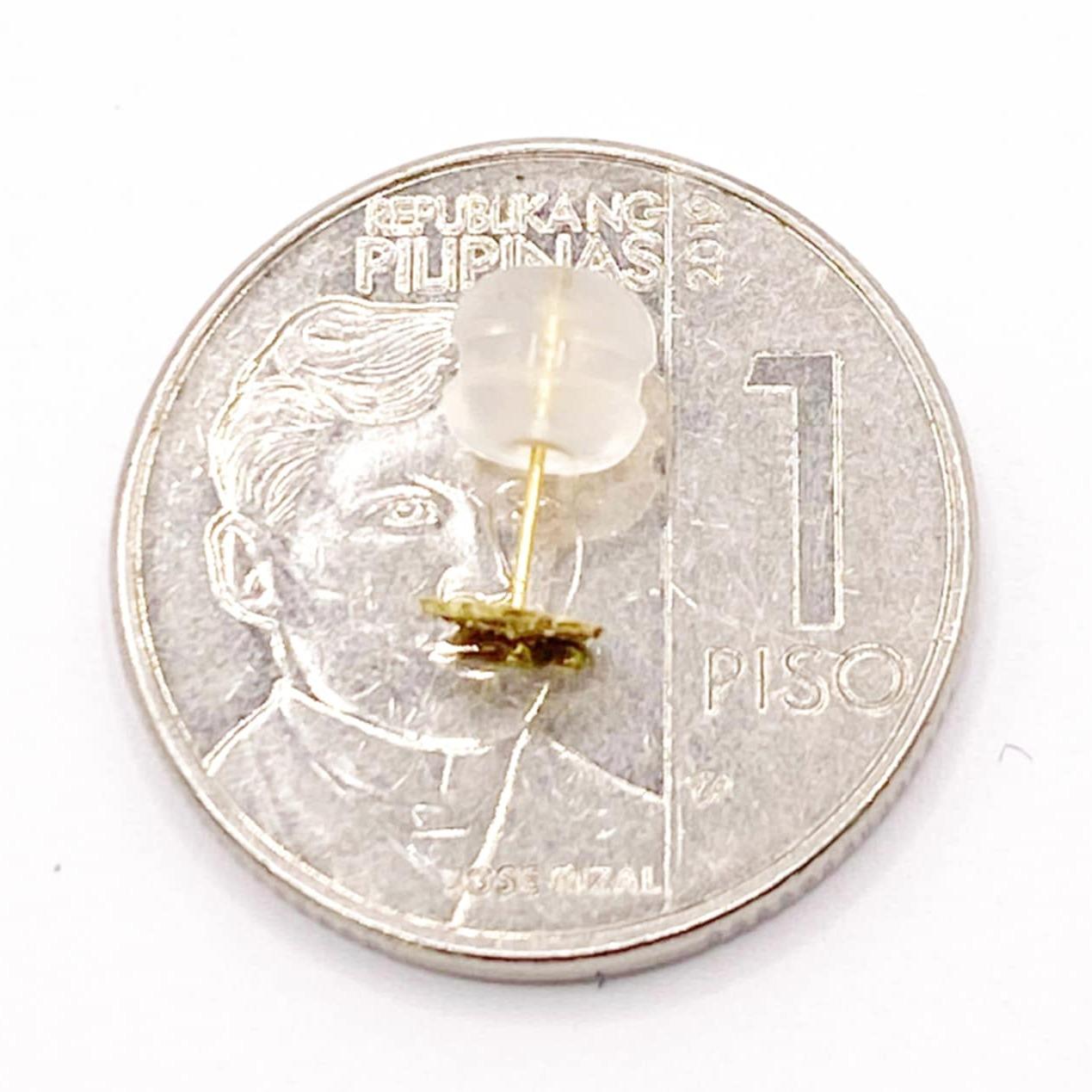 18k Saudi Gold Gumamela Earring with Silicon Pakaw - SKU-GT9E8WV6
