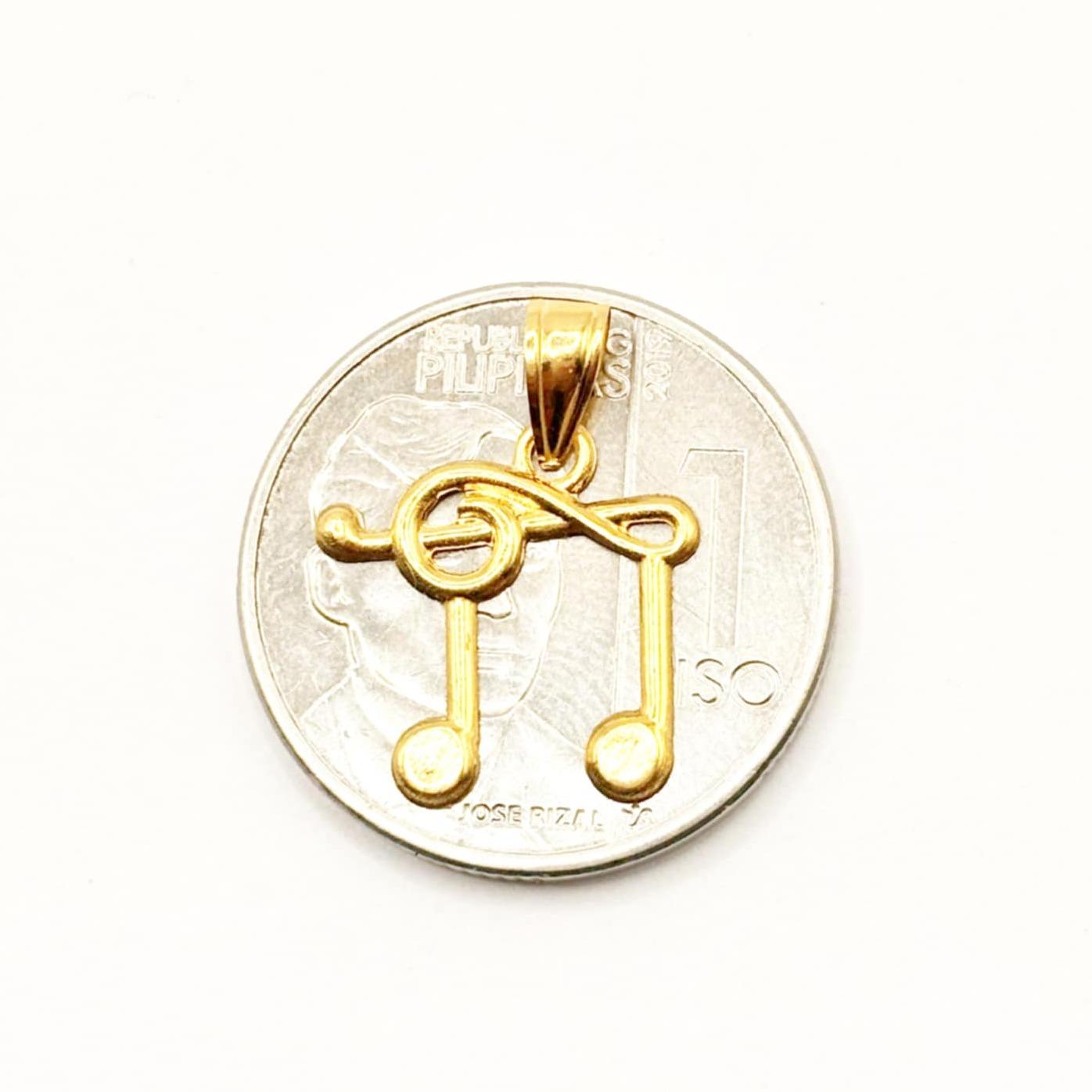 18k Saudi Gold Musical Note Style Solid Pendant