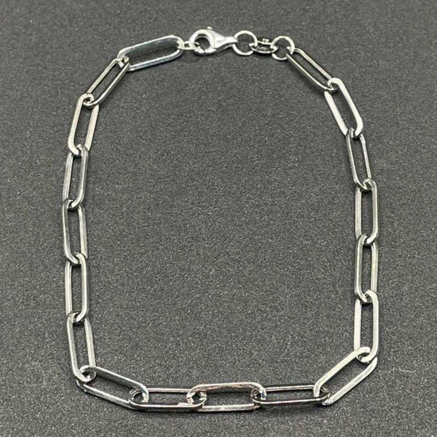 18k Saudi Gold White Gold Paperclip Makapal Bracelet Solid Pawnable