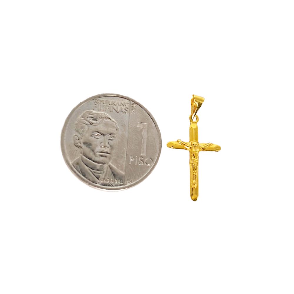 18k Saudi Gold Set Jesus Cross Plain + Cadena Chain 24