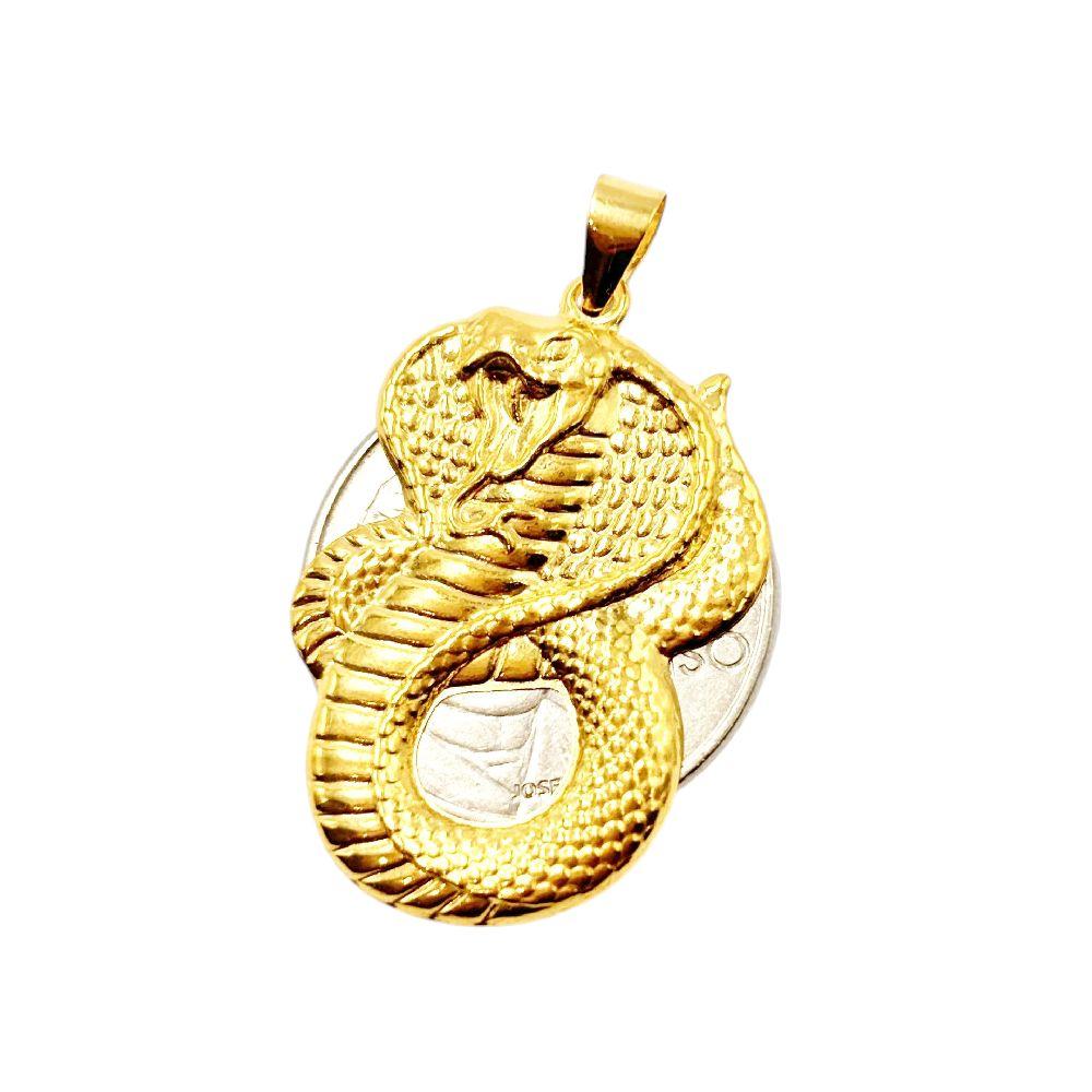 18k Saudi Gold Spiral Cobra Pendant - SKU-UJQ5L8CJ