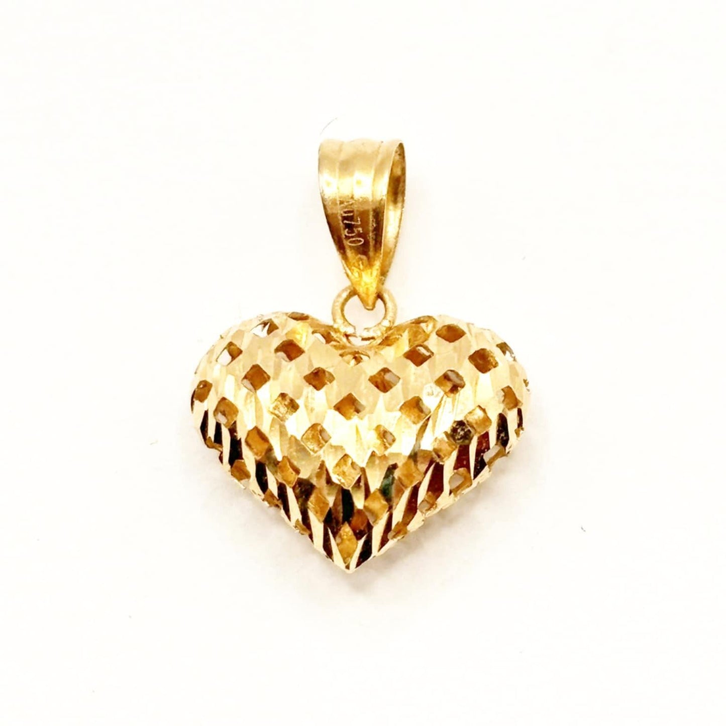 18k Saudi Gold Strainer Heart Pendant - SKU-4ZWW4LTD
