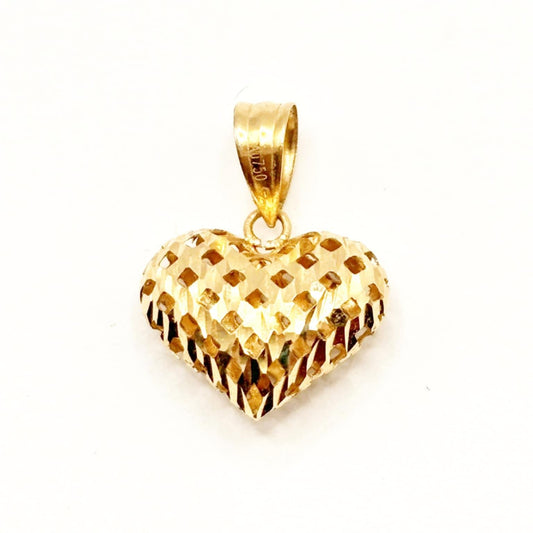 18k Saudi Gold Strainer Heart Pendant - SKU-4ZWW4LTD
