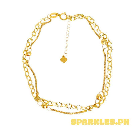 18k Saudi Gold Diacut Flat Bracelet - SKU-NFK4WVX6