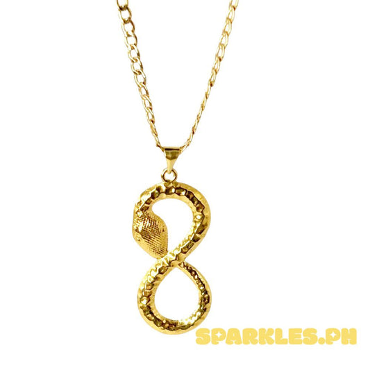 18k Saudi Gold Set Infinity Snake + Makapal Cadena Chain 18"
