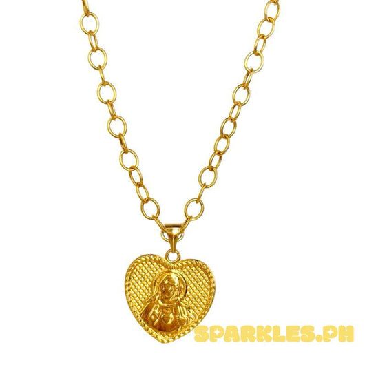 18k Saudi Gold Set Jesus Heart + Big Tauco Chain 18”