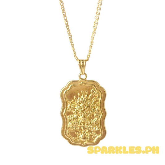 18k Saudi Gold Set Wavy Dragon + Tauco Knot 18" Manipis