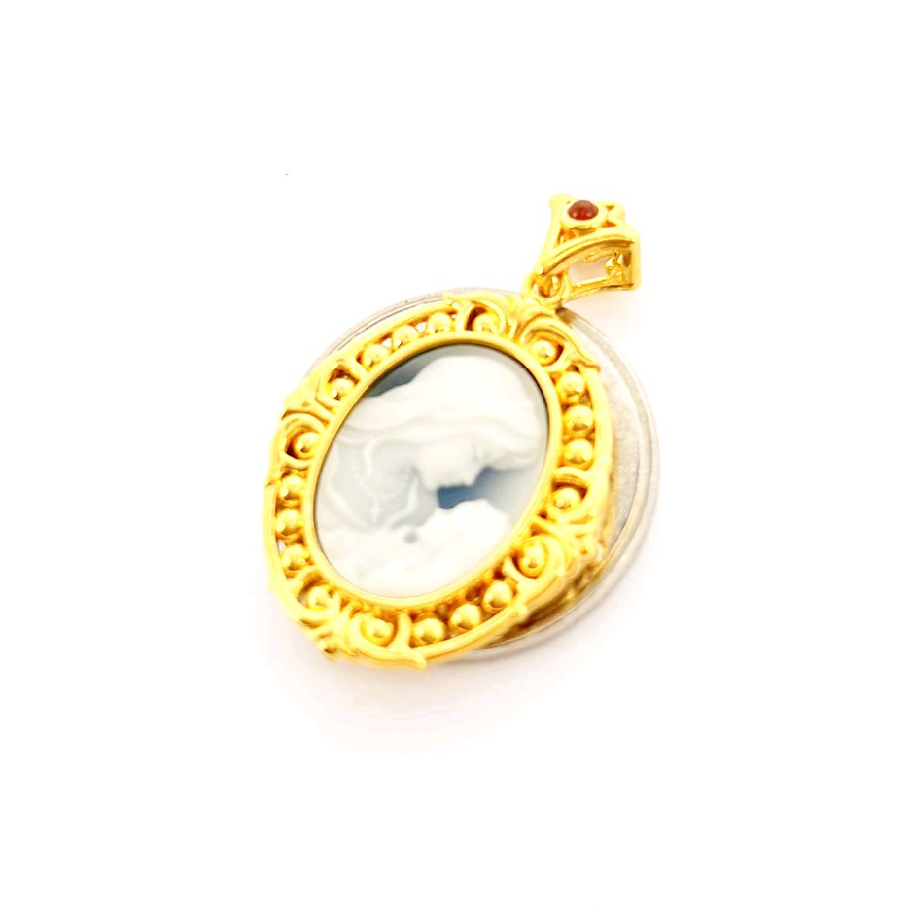 18k Saudi Gold Mirror Mary HOLLOW Pendant - SKU-MW4ZWBO1