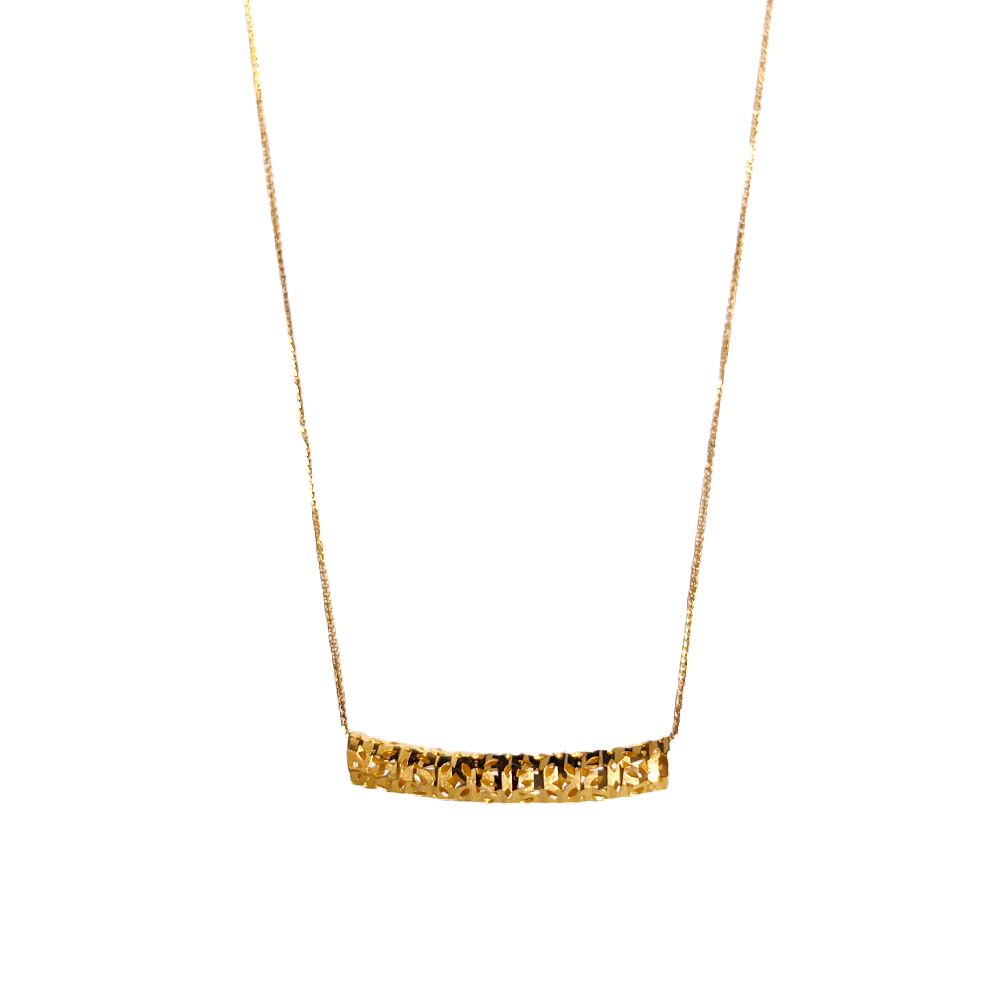 18k Saudi Gold Set Curved Tube + Foxtail Chain 18"