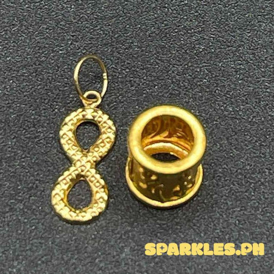 18k Saudi Gold Combo Cutey Infinity pendant & Barrel Solid Pawnable