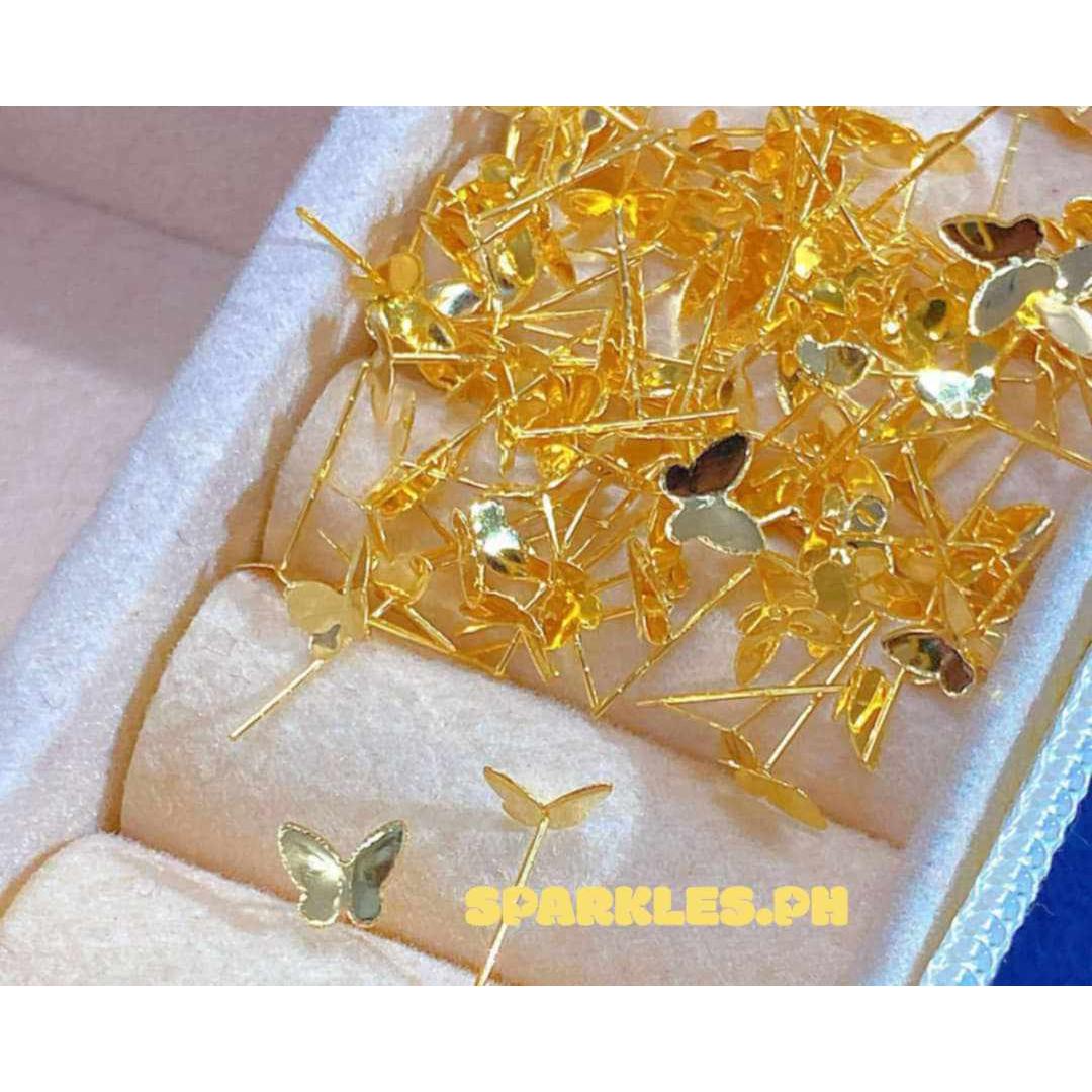 18k Saudi Gold Butterfly Earring with Silicon Pakaw - SKU-CS2HCIGQ