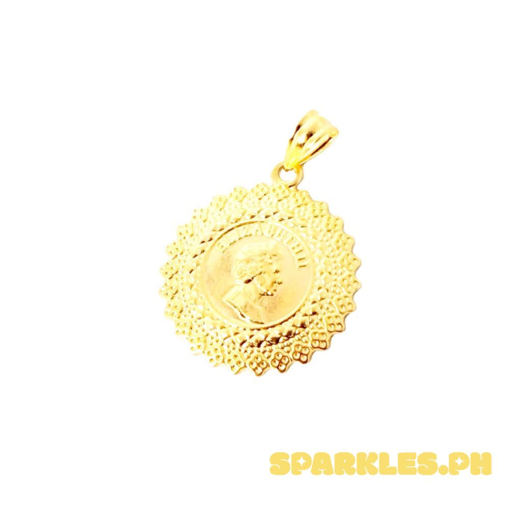 18k Saudi Gold Queen Elizabeth Medallion Pendant - SKU-P4NDT5F2