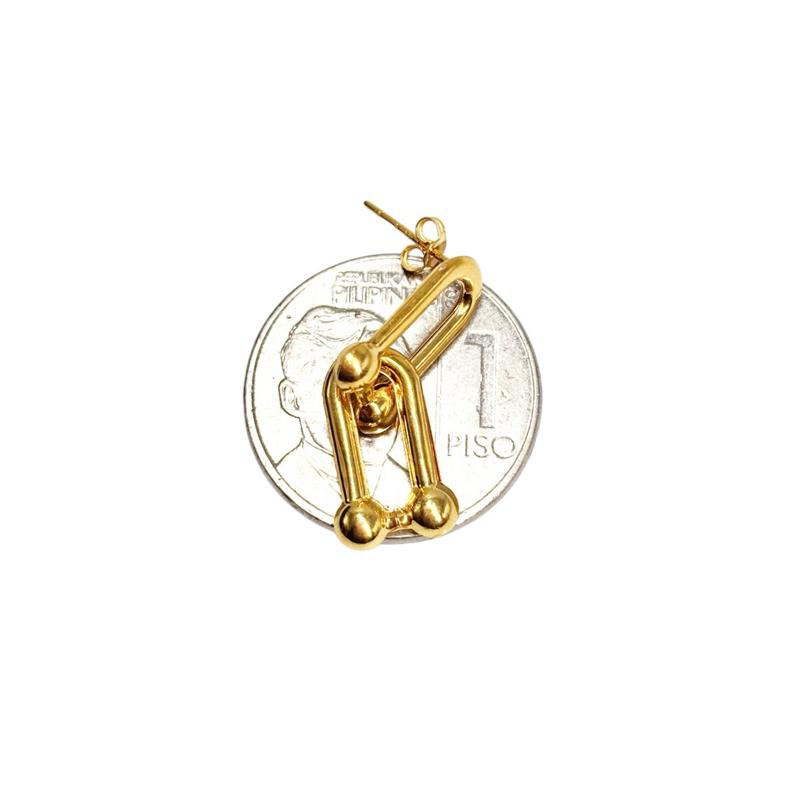 18k Saudi Gold Twin U Bar Earring - SKUMR1326EAR2