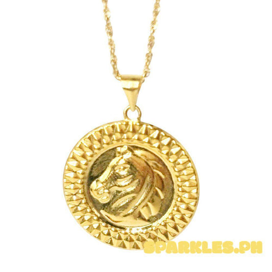 18k Saudi Gold Set Head Horse + Rope Chain 20"