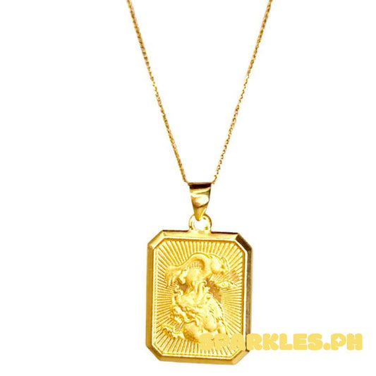18k Saudi Gold Set Dragon Tag + Foxtail Chain 20”