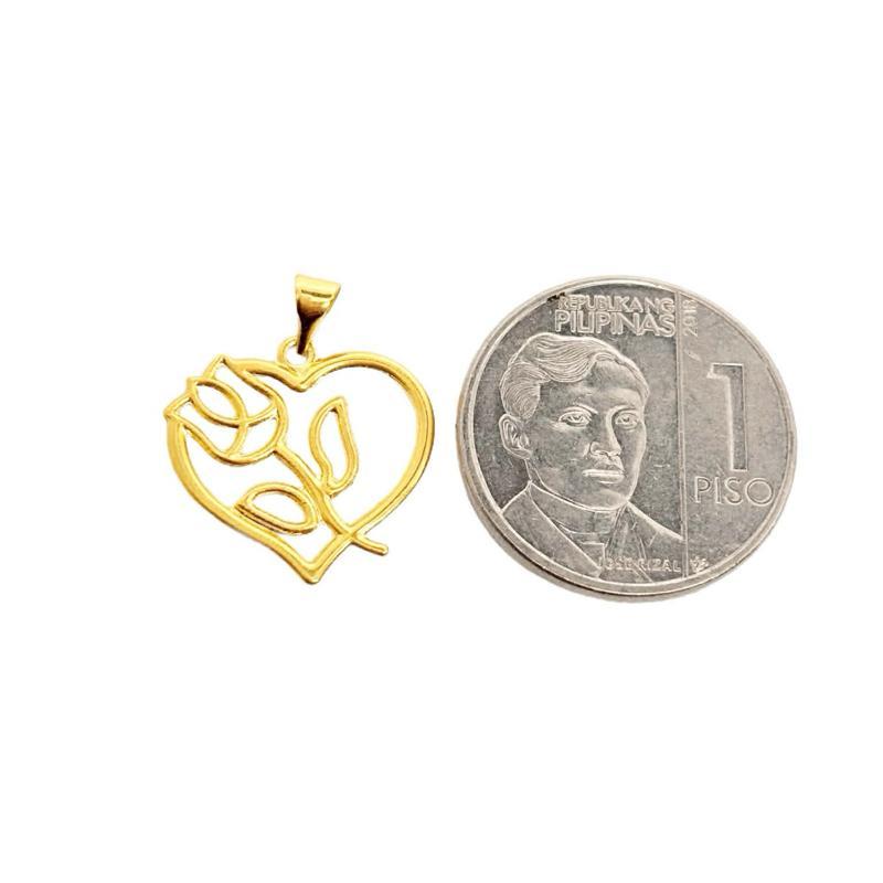 18k Saudi Gold Rose Heart V2 Pendant - SKU-ZYCVR6T8