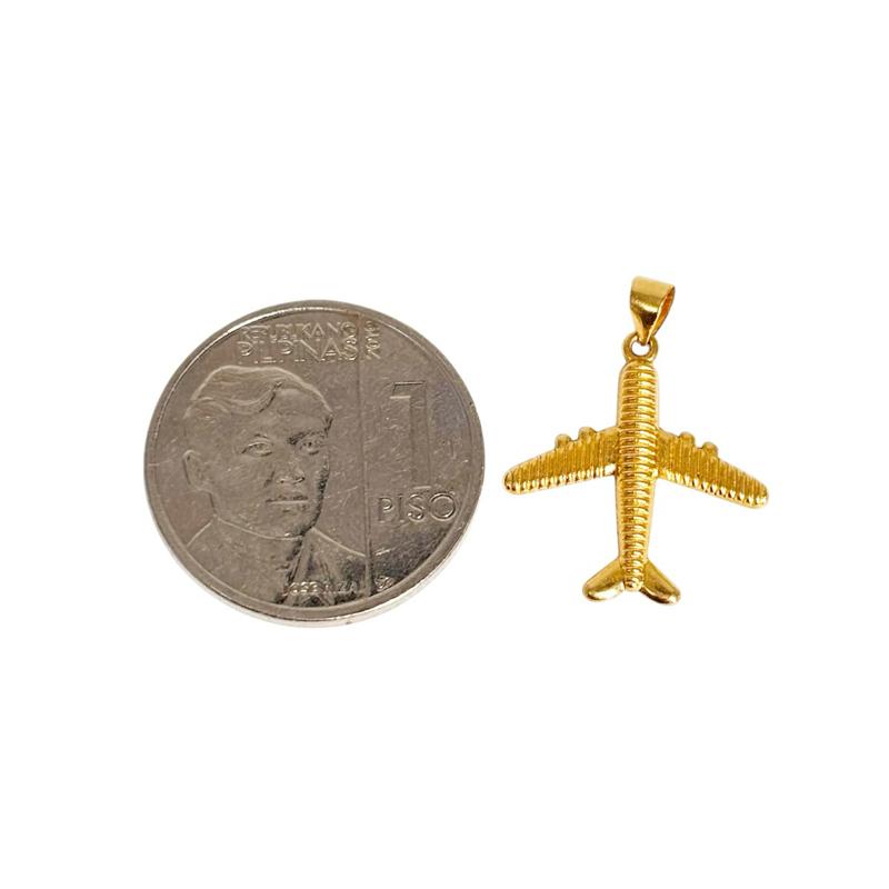 18k Saudi Gold Set Diacut Airplane + Cadena Chain 20”