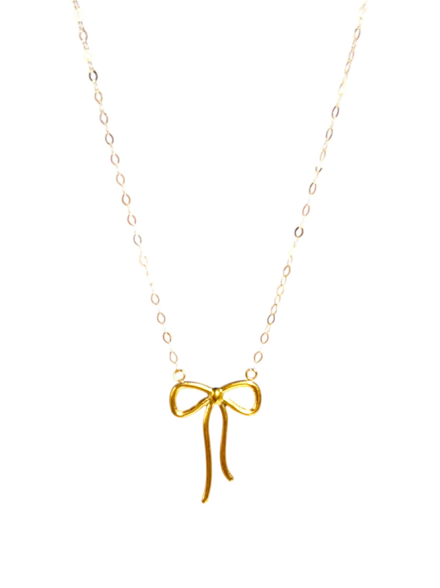 18k Saudi Gold Mini Ribbon Necklace - SKUMA3026NEC