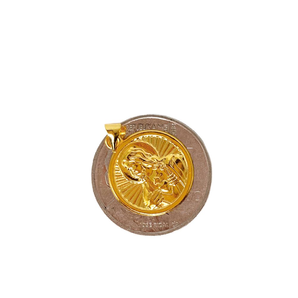18k Saudi Gold Jesus Medallion Pendant - SKU-7IIFOERL