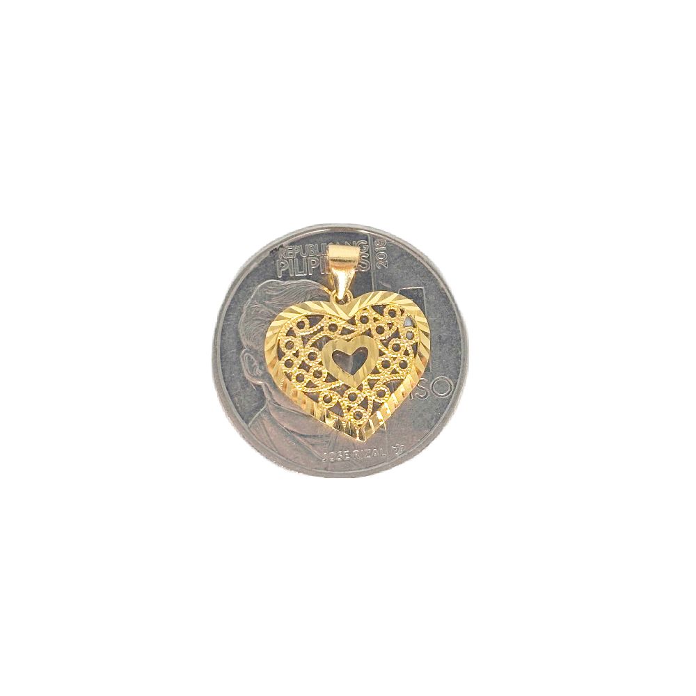 18k Saudi Gold Set Lace Heart + Cadena Chain 20"