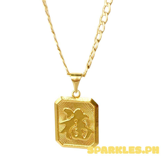 18k Saudi Gold Set Tag Pendant + Cadena Chain Makapal 18"