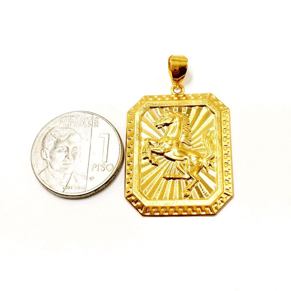 18k Saudi Gold Square Horse Pendant - SKU-6YMIDH6Z