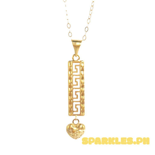 18k Saudi Gold Set F Bar Heart + Tauco Chain lv1