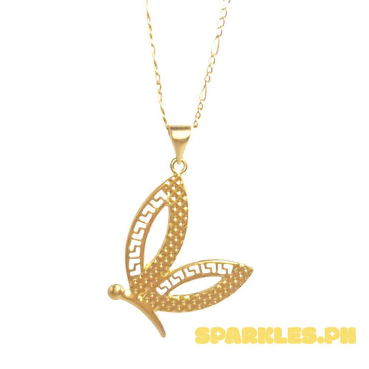 18k Saudi Gold Set Half Wing + Figaru Chain 16"