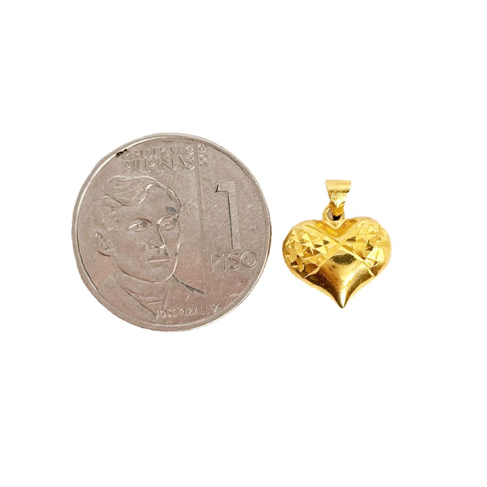 18k Saudi Gold Set Diacut Infinity Heart + Foxtail Chain 18"