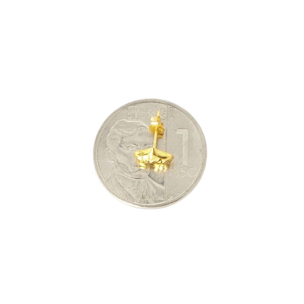 18k Saudi Gold Mini Diacut Heart Open Back Earring - SKU-PBVQGPPU