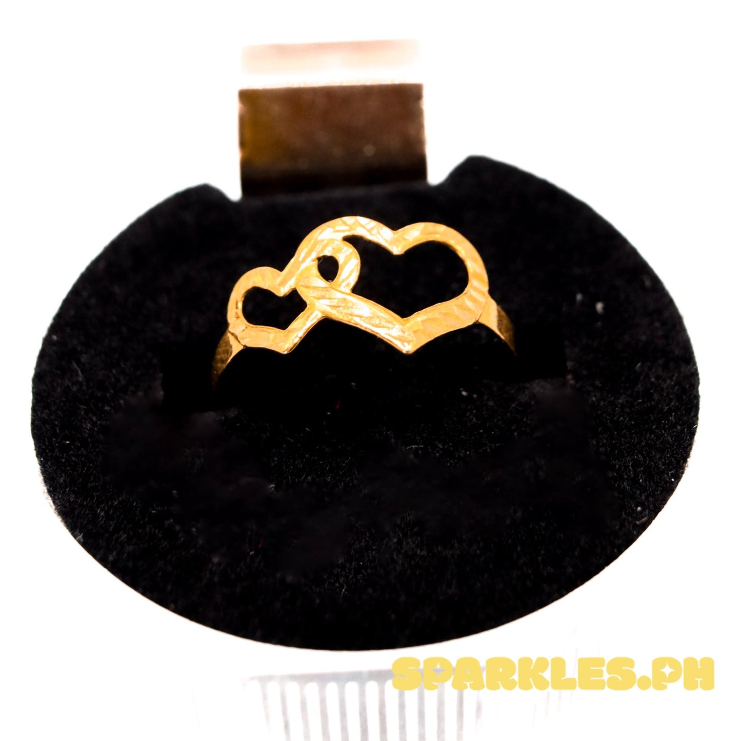 18k Saudi Gold Twin Heart Ring - SKU-CZJRPJRN