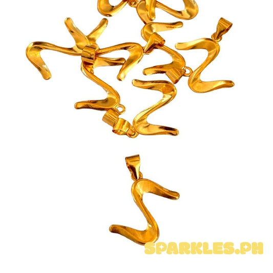 18k Saudi Gold Wave Pendant Lightweight Solido Pawnable - SKU-LJC47J94