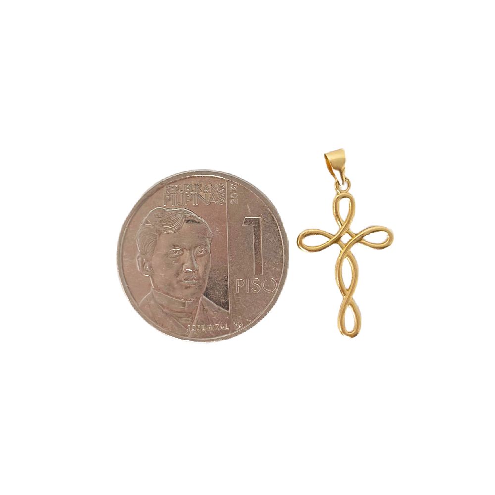 18k Saudi Gold Set Twisted Cross + Foxtail Chain 18"