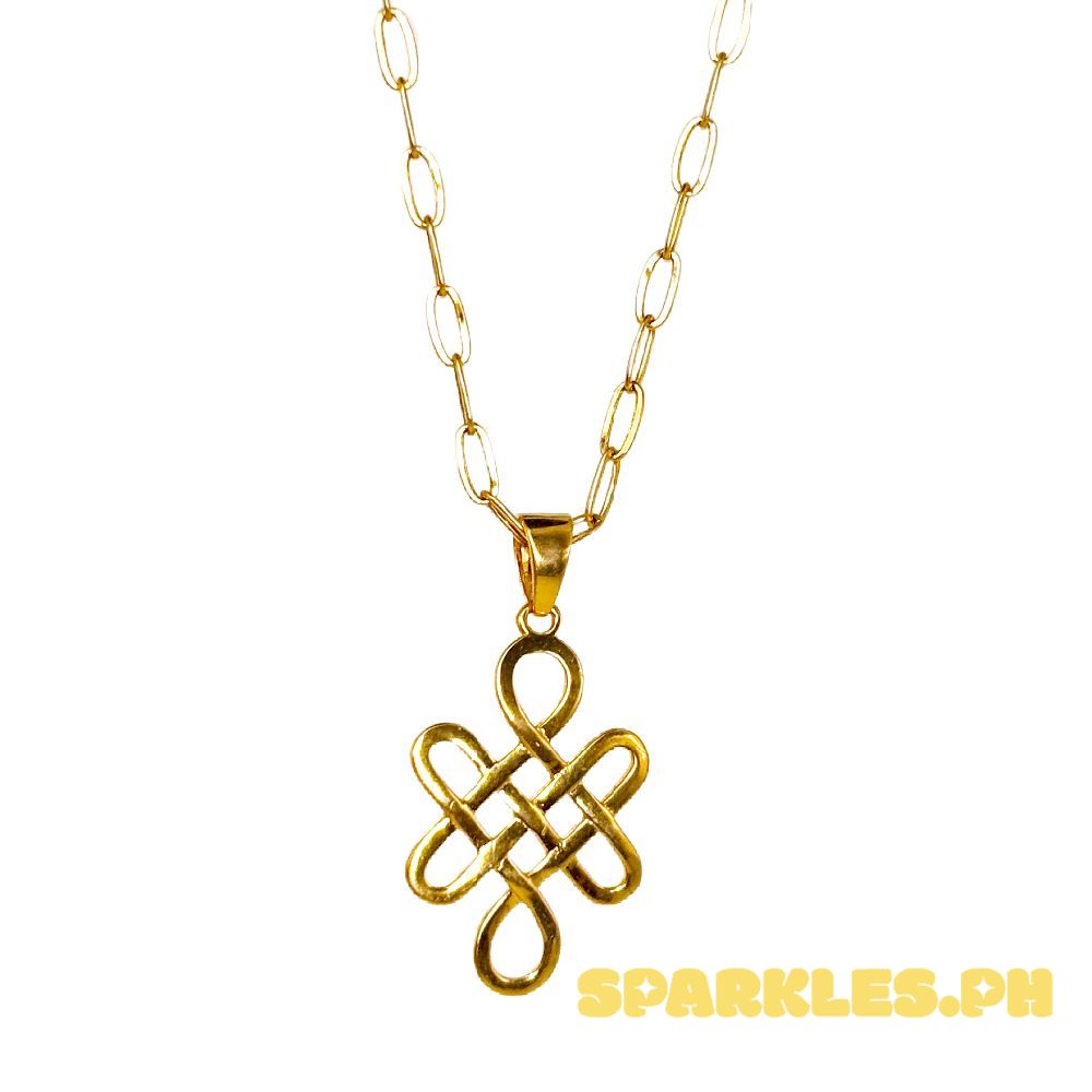 18k Saudi Gold Set Infinity Knot + Micro Paperclip Makapal 20"