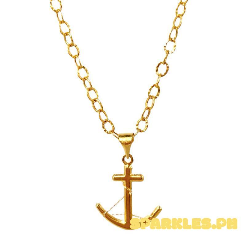 18k Saudi Gold Set Anchor String + Diacut Circle Chain 18”