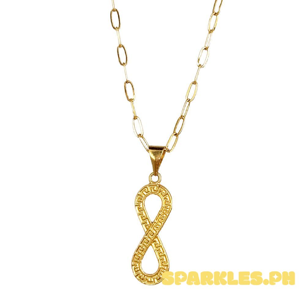 18k Saudi Gold Set F Style Infinity + Micro Paperclip Makapal 18"