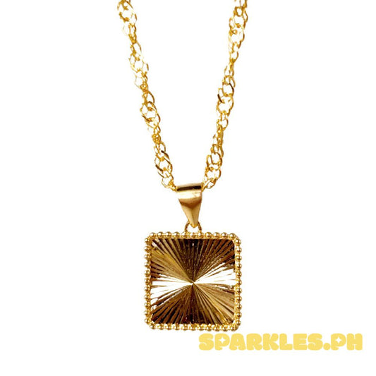 18k Saudi Set Dazzle Square + Twisted Chain Makapal 20" V2