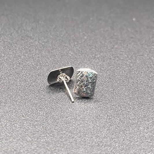 18k Saudi White Gold 8mm DiaSquare Earring Solid Pawnable - SKU-AOVPOZU9