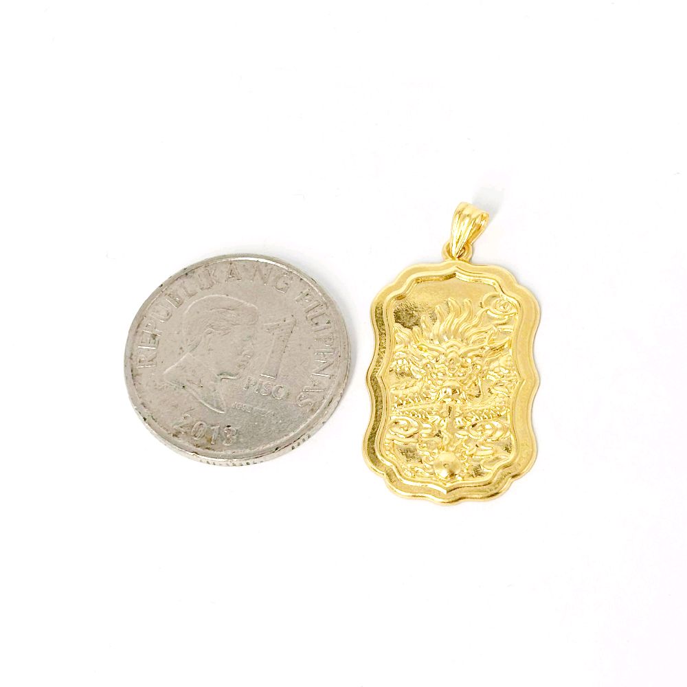 18k Saudi Gold Wavy Dragon Pendant -  SKU-BGN1RM0V