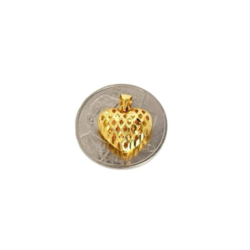 18k Saudi Gold Set Honey Heart + Rope Chain 18”