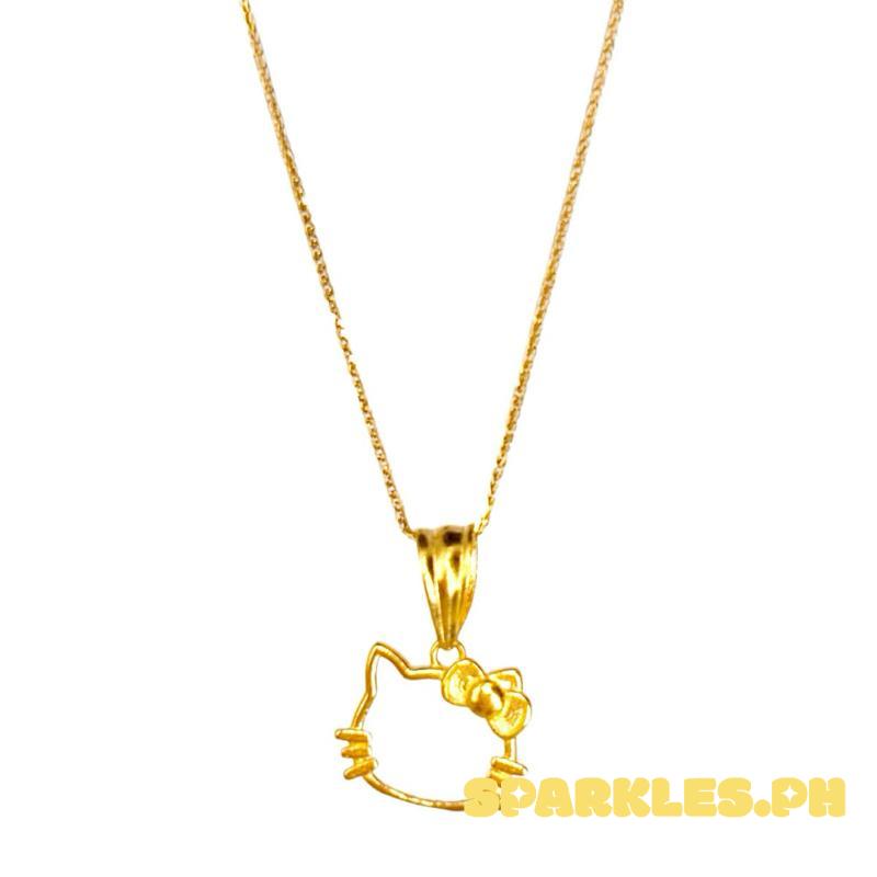 18k Saudi Gold Set V2 Hello Kitty + Foxtail Chain 20”