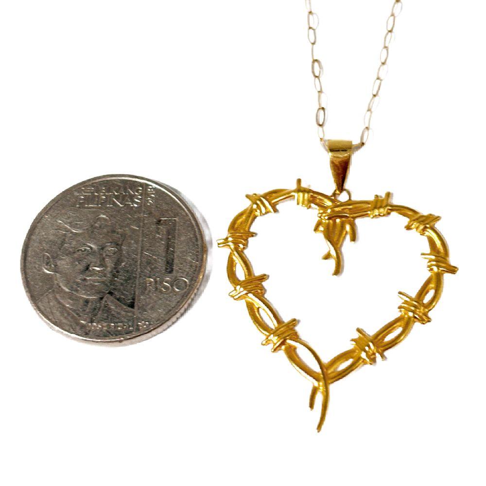 18k Saudi Gold Set Wire Heart + Micro Paperclip 20"