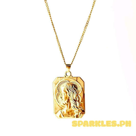 18k Saudi Gold Christ Pendant + Cadena Chain 16"