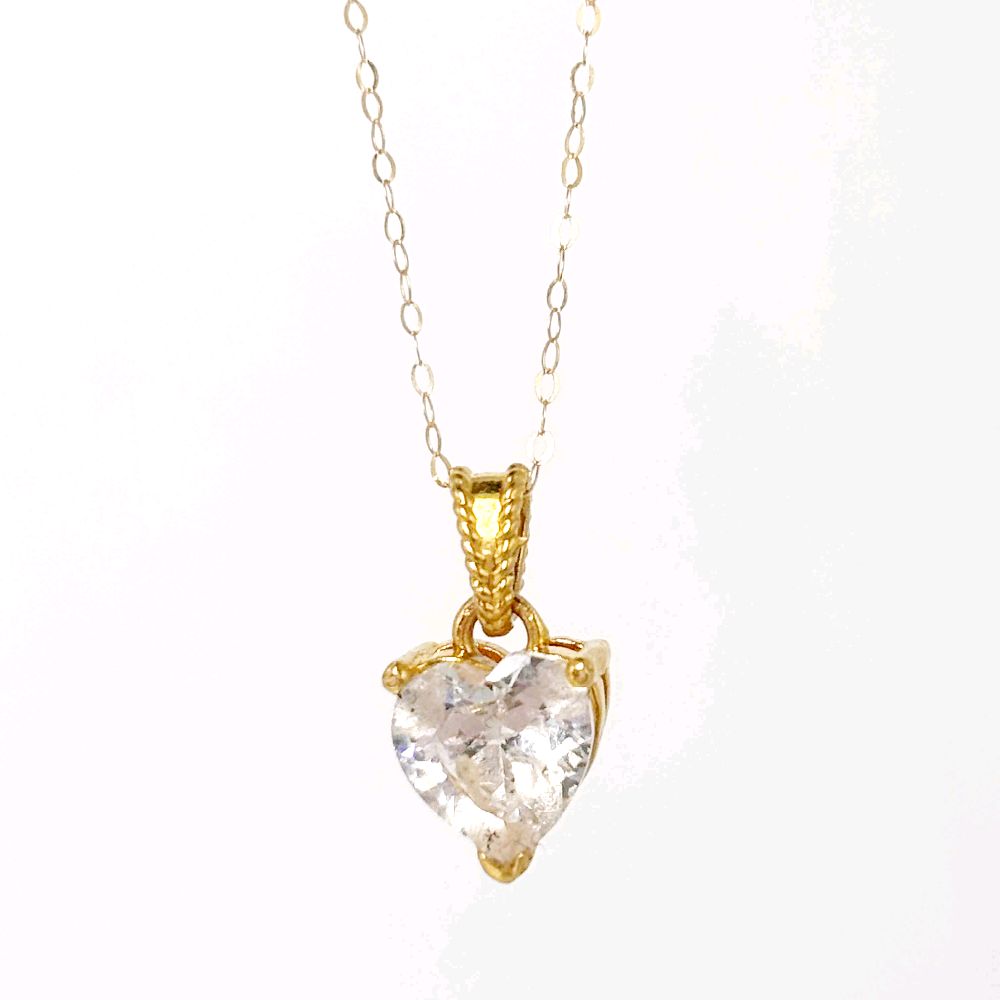 18k Saudi Gold Set Moissanite Heart + Tauco Chain lv1