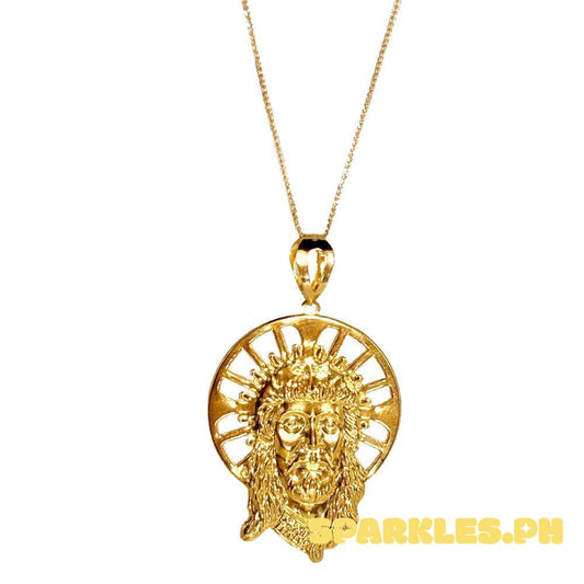 18k Saudi Gold Set Jesus Christ + Foxtail Chain 18"